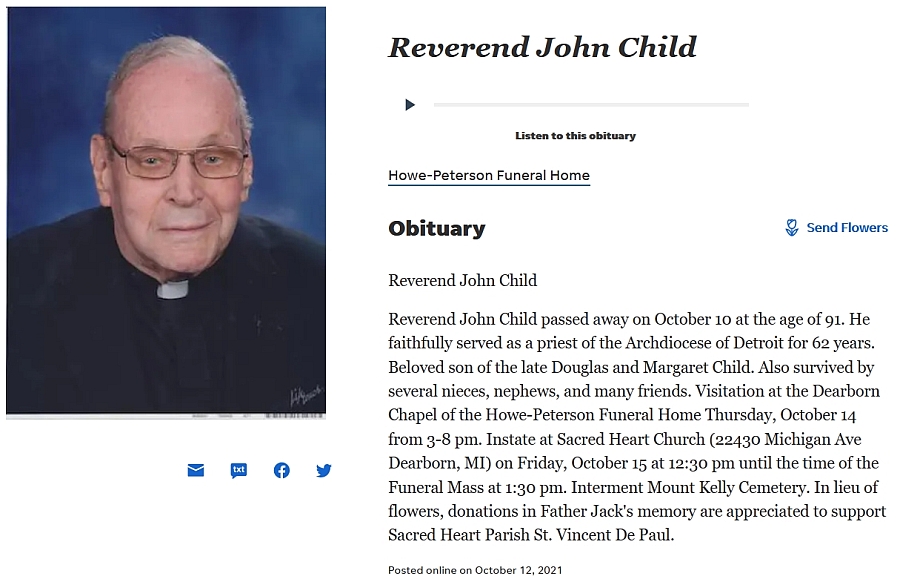 Fr. John Child Obituary