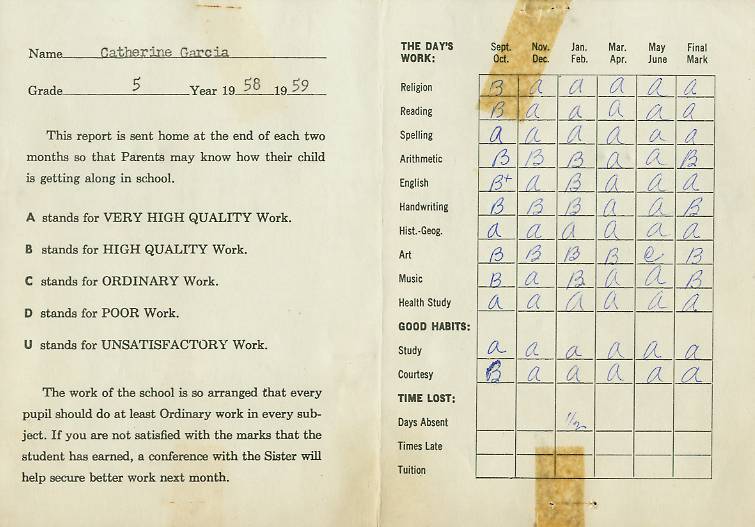 1959 Report Card Grade 5