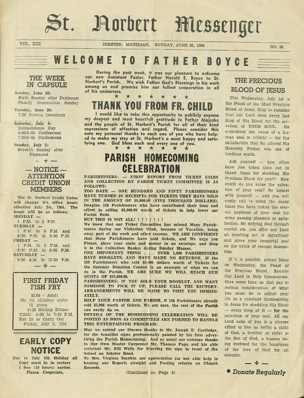 messenger Sunday, June 28, 1964 p 1