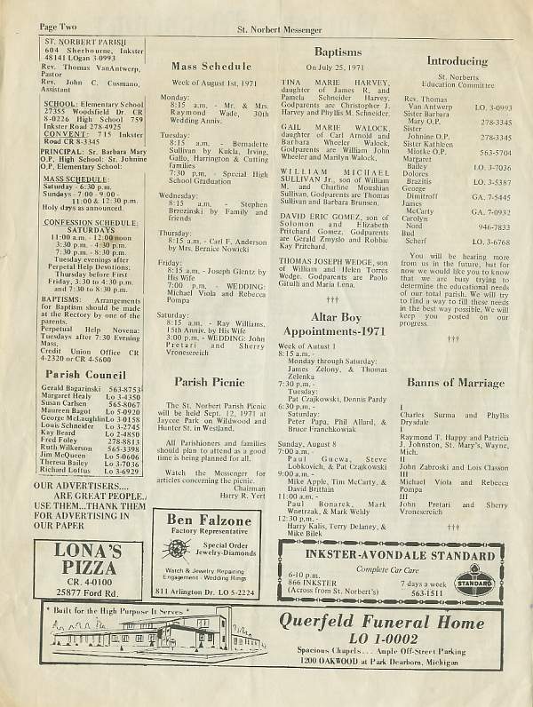 St. Norbert Messenger August 1, 1971 p.2