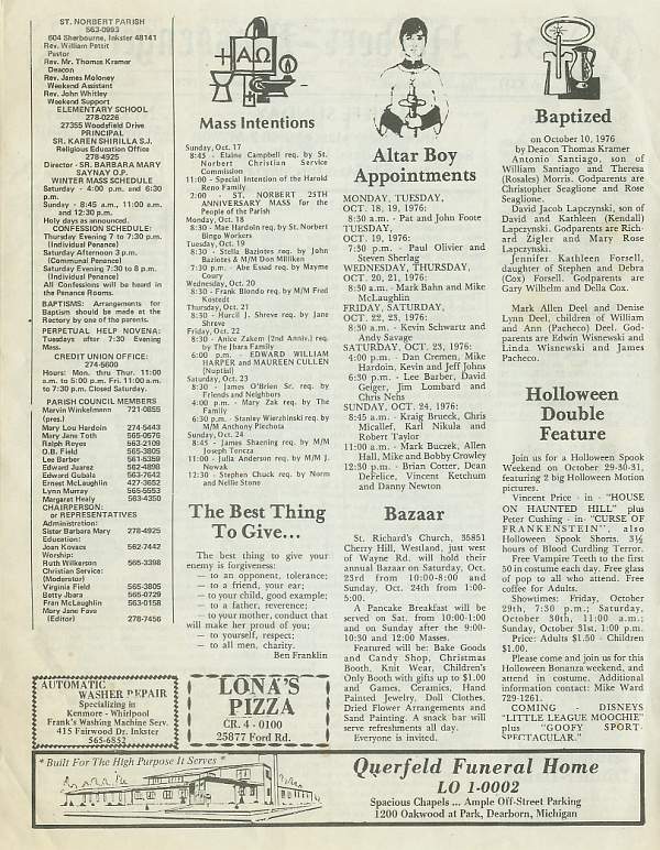 St. Norbert Messenger, October 17, 1976 p.2