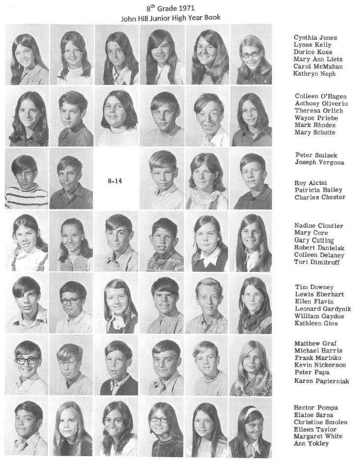 John Hill Junior High Class picture - 8th Grade, 1971