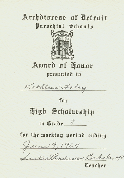 Award of Honor Grades 3, 4 and 8