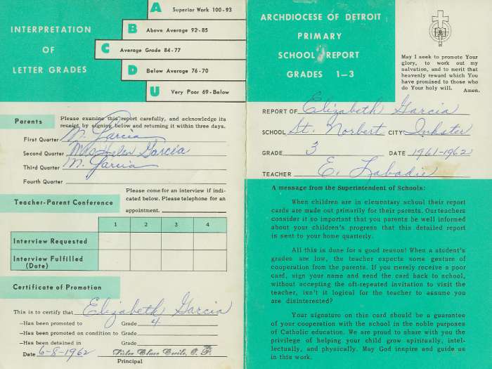 1962 Report Card