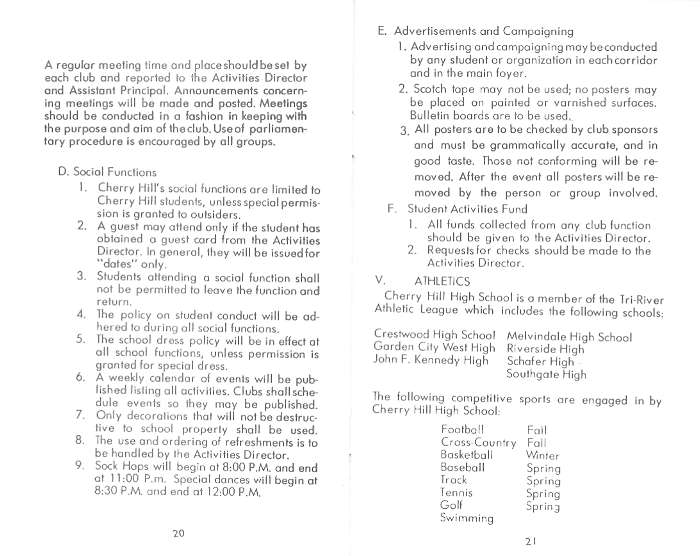 Cherry Hill High School Student Handbook pp.20-21