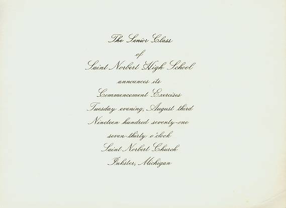 1971 Commencement Announcement