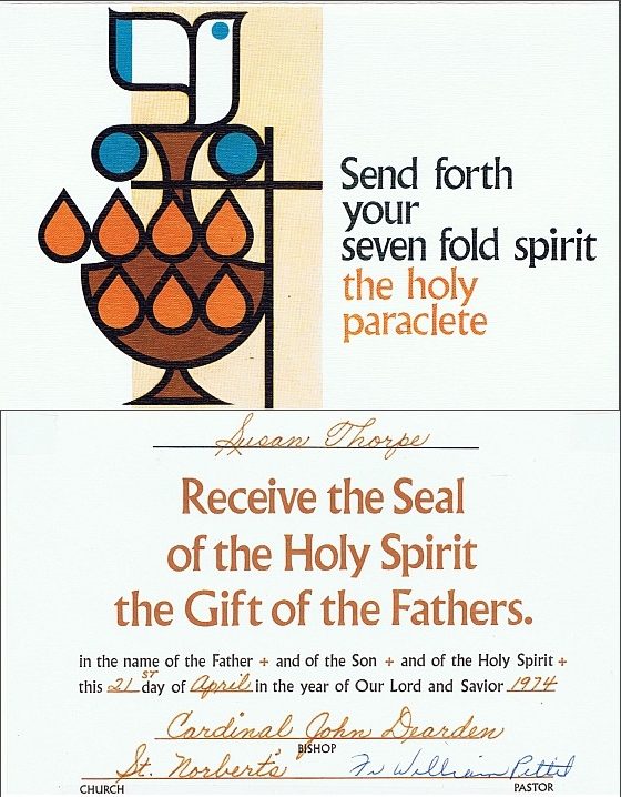 1974 Confirmation Card Grade 8