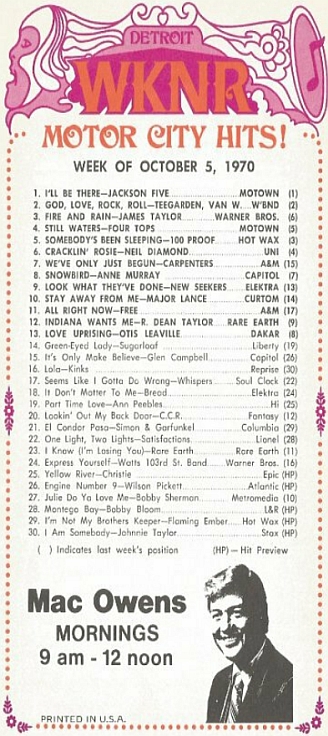 wknr chart 1970 10 05